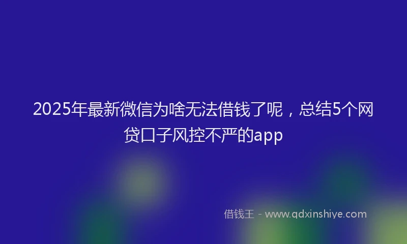 2025年最新微信为啥无法借钱了呢，总结5个网贷口子风控不严的app