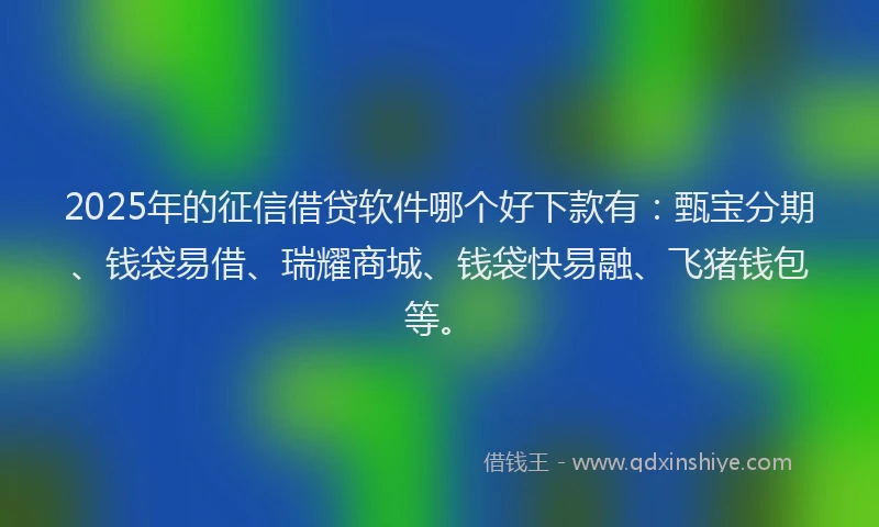 2025年的征信借贷软件哪个好下款有：甄宝分期、钱袋易借、瑞耀商城、钱袋快易融、飞猪钱包等。