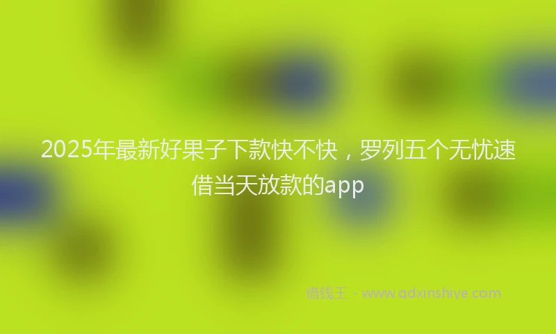 2025年最新好果子下款快不快，罗列五个无忧速借当天放款的app