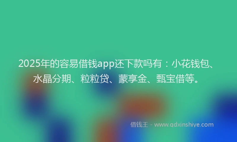 2025年的容易借钱app还下款吗有：小花钱包、水晶分期、粒粒贷、蒙享金、甄宝借等。