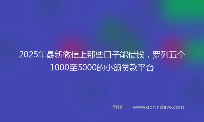 2025年最新微信上那些口子能借钱，罗列五个1000至5000的小额贷款平台