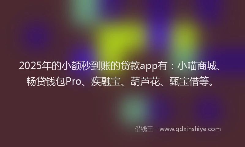 2025年的小额秒到账的贷款app有：小喵商城、畅贷钱包Pro、疾融宝、葫芦花、甄宝借等。