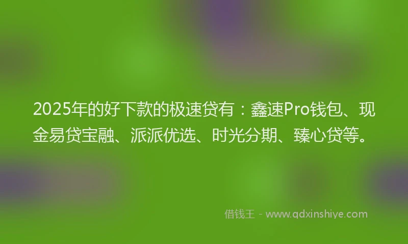 2025年的好下款的极速贷有：鑫速Pro钱包、现金易贷宝融、派派优选、时光分期、臻心贷等。