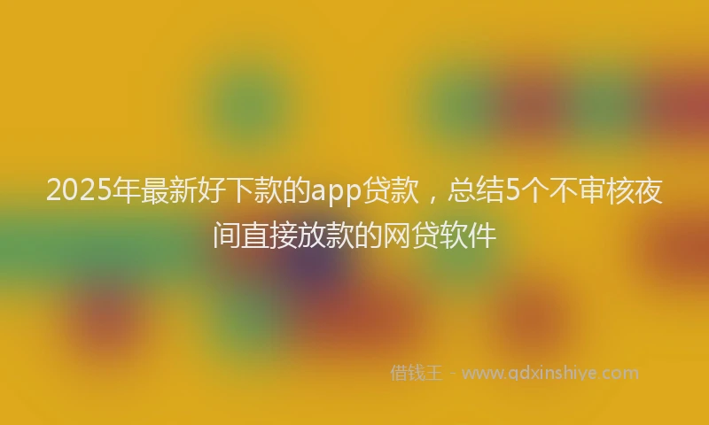 2025年最新好下款的app贷款，总结5个不审核夜间直接放款的网贷软件