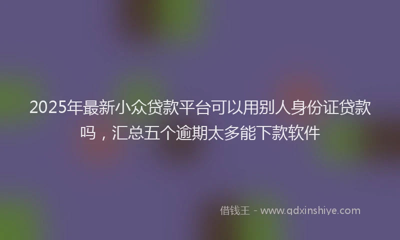 2025年最新小众贷款平台可以用别人身份证贷款吗，汇总五个逾期太多能下款软件
