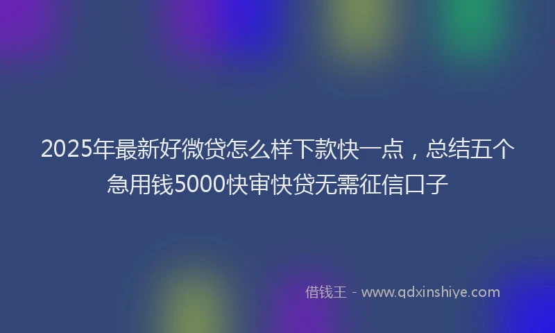 2025年最新好微贷怎么样下款快一点，总结五个急用钱5000快审快贷无需征信口子