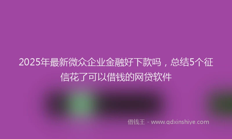 2025年最新微众企业金融好下款吗，总结5个征信花了可以借钱的网贷软件