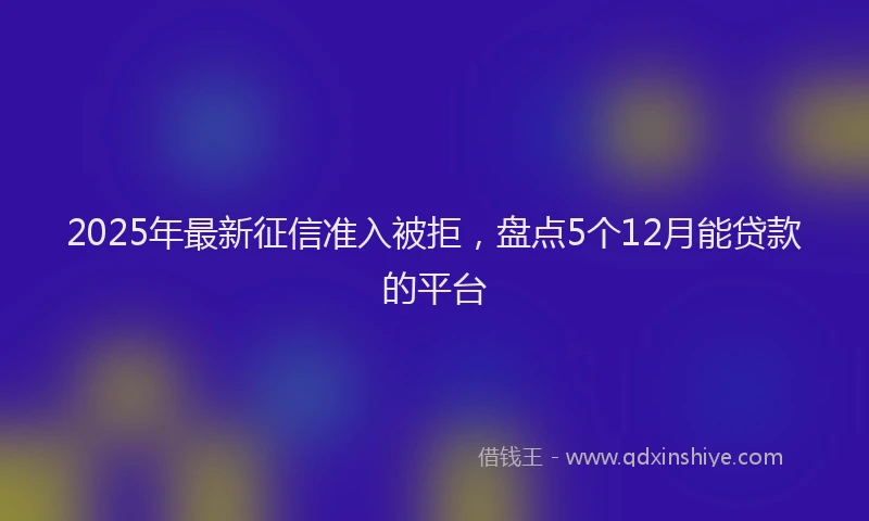 2025年最新征信准入被拒，盘点5个12月能贷款的平台