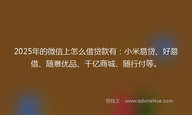 2025年的微信上怎么借贷款有：小米易贷、好易借、随意优品、千亿商城、随行付等。