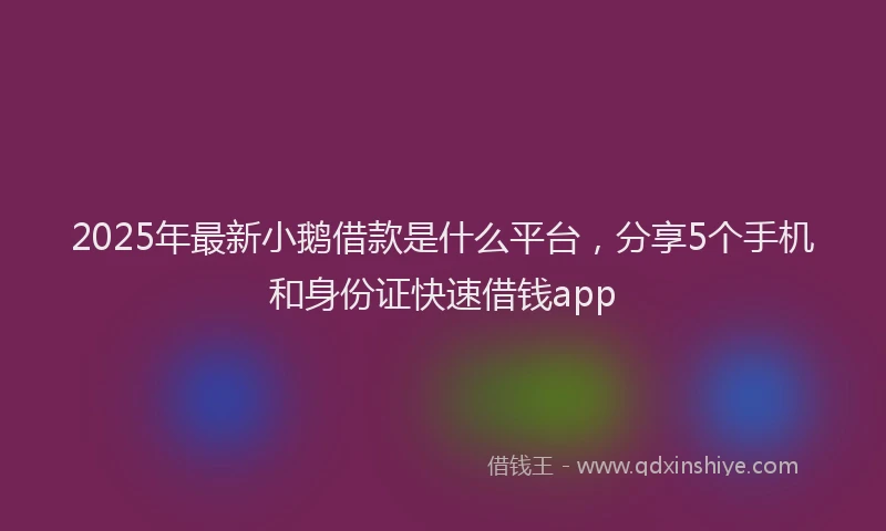2025年最新小鹅借款是什么平台，分享5个手机和身份证快速借钱app
