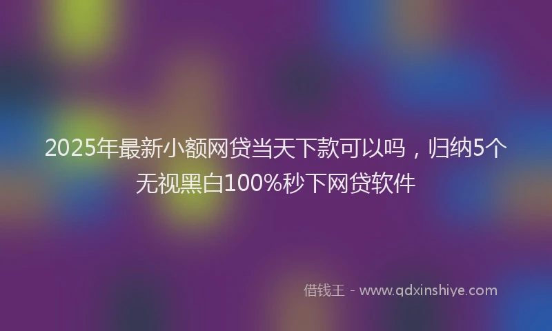 2025年最新小额网贷当天下款可以吗，归纳5个无视黑白100%秒下网贷软件