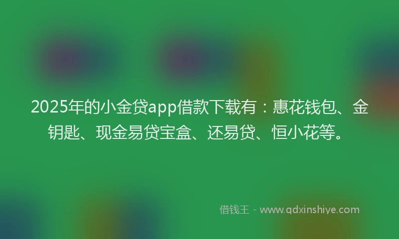 2025年的小金贷app借款下载有：惠花钱包、金钥匙、现金易贷宝盒、还易贷、恒小花等。