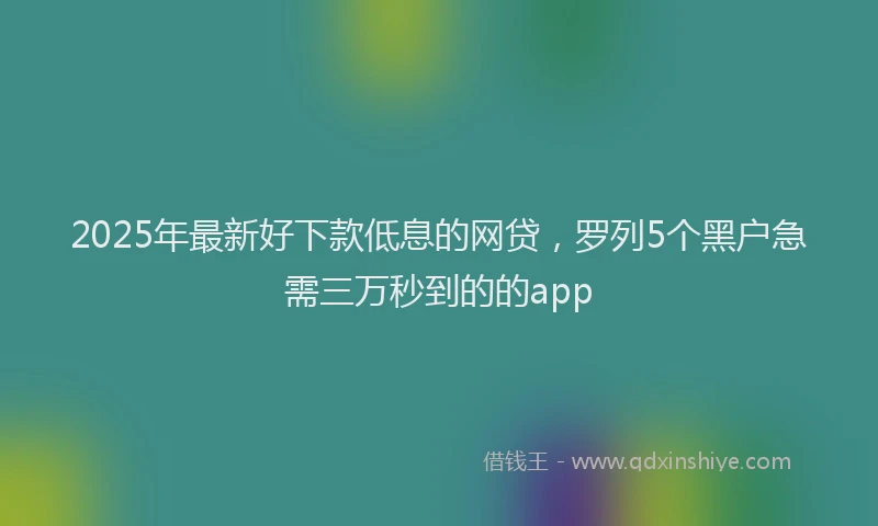 2025年最新好下款低息的网贷，罗列5个黑户急需三万秒到的的app
