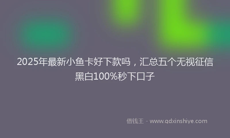 2025年最新小鱼卡好下款吗，汇总五个无视征信黑白100%秒下口子