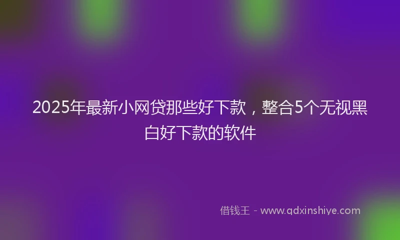 2025年最新小网贷那些好下款，整合5个无视黑白好下款的软件