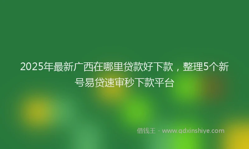 2025年最新广西在哪里贷款好下款，整理5个新号易贷速审秒下款平台