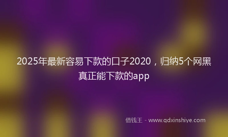 2025年最新容易下款的口子2020，归纳5个网黑真正能下款的app