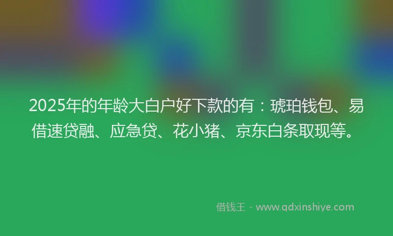 2025年的年龄大白户好下款的有：琥珀钱包、易借速贷融、应急贷、花小猪、京东白条取现等。