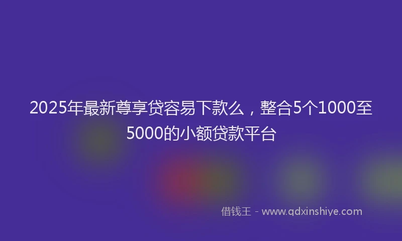 2025年最新尊享贷容易下款么，整合5个1000至5000的小额贷款平台