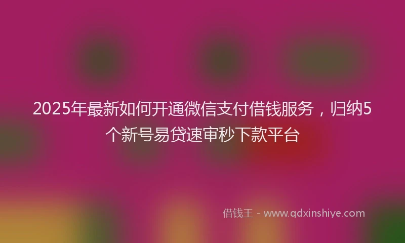 2025年最新如何开通微信支付借钱服务，归纳5个新号易贷速审秒下款平台