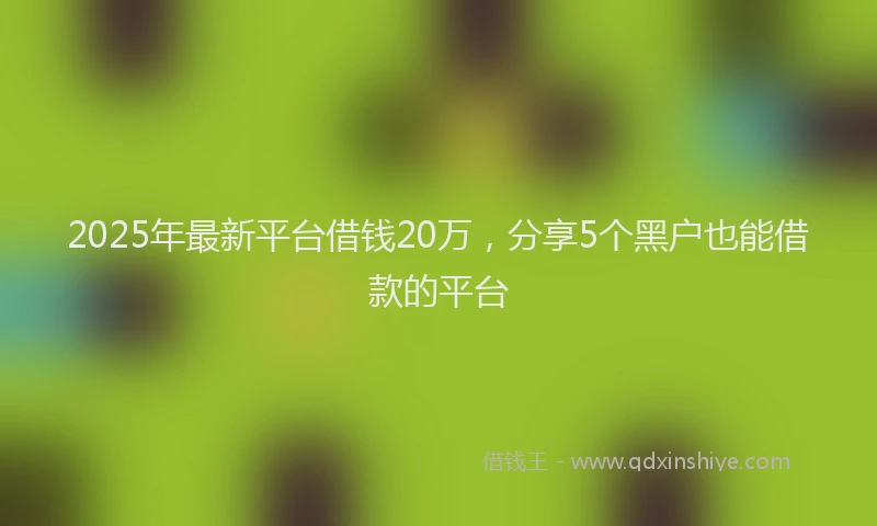 2025年最新平台借钱20万，分享5个黑户也能借款的平台