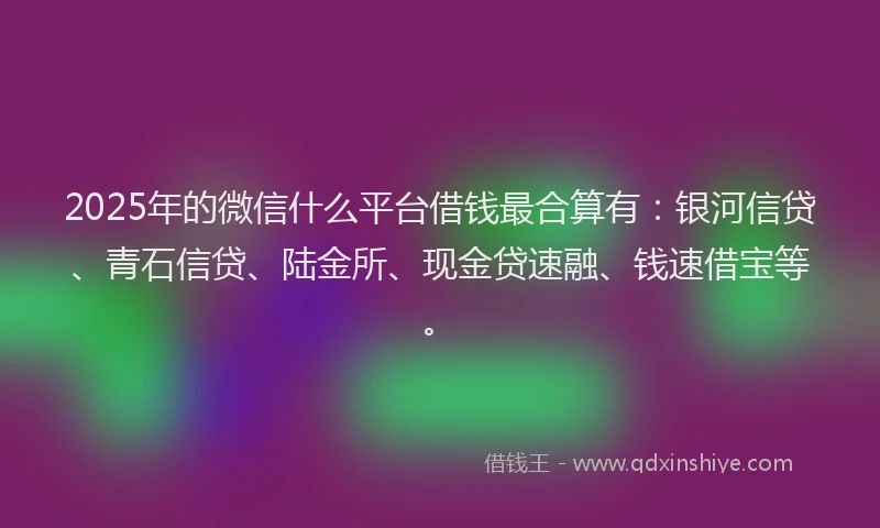 2025年的微信什么平台借钱最合算有：银河信贷、青石信贷、陆金所、现金贷速融、钱速借宝等。
