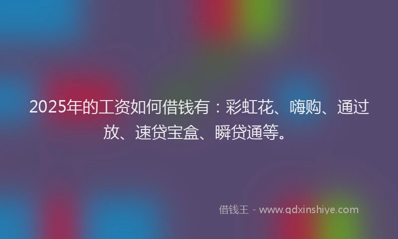 2025年的工资如何借钱有：彩虹花、嗨购、通过放、速贷宝盒、瞬贷通等。
