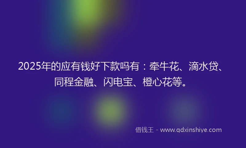 2025年的应有钱好下款吗有：牵牛花、滴水贷、同程金融、闪电宝、橙心花等。