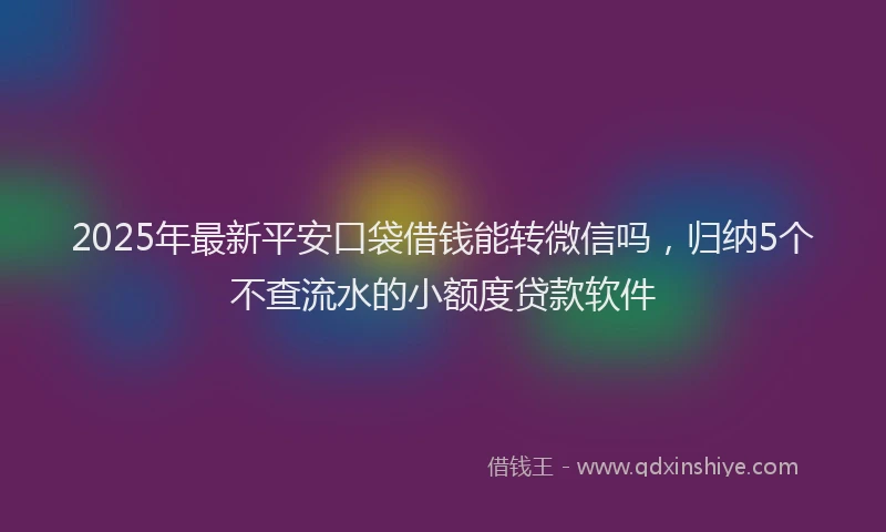 2025年最新平安口袋借钱能转微信吗，归纳5个不查流水的小额度贷款软件