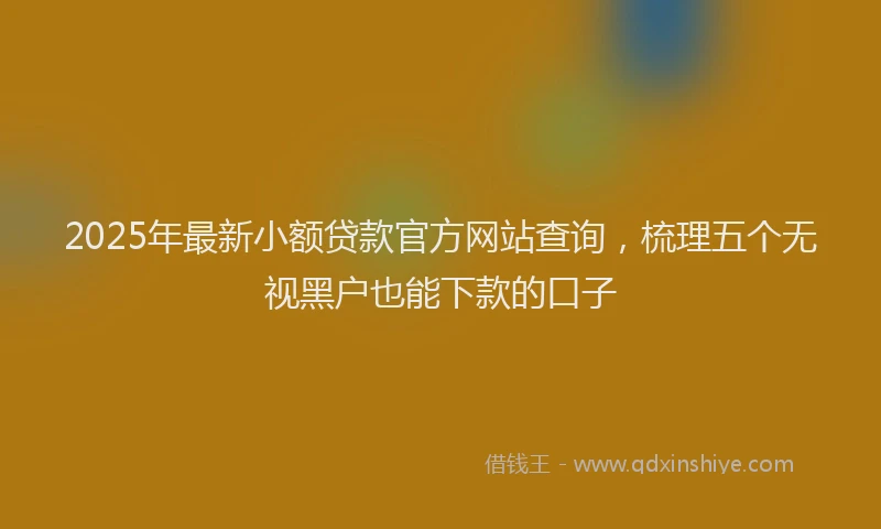 2025年最新小额贷款官方网站查询，梳理五个无视黑户也能下款的口子