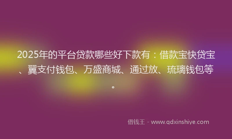 2025年的平台贷款哪些好下款有：借款宝快贷宝、翼支付钱包、万盛商城、通过放、琉璃钱包等。
