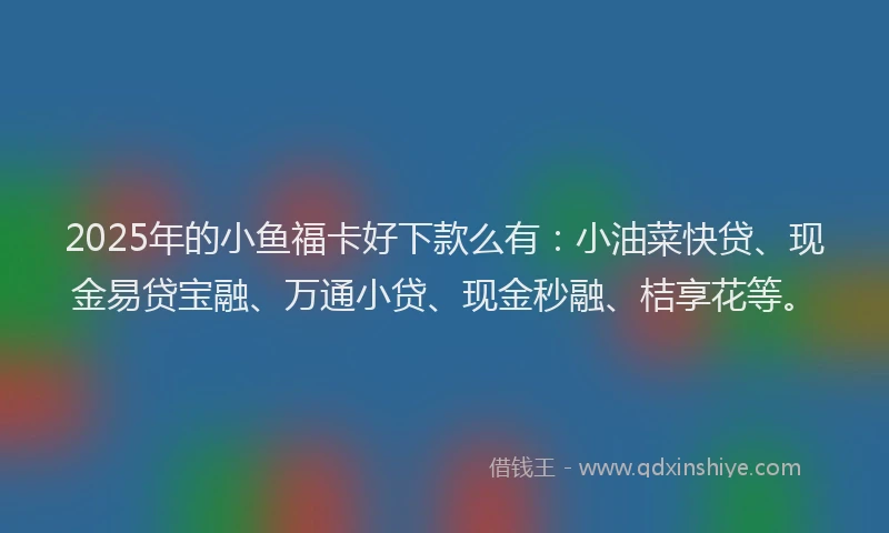 2025年的小鱼福卡好下款么有：小油菜快贷、现金易贷宝融、万通小贷、现金秒融、桔享花等。