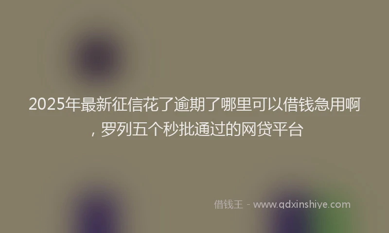 2025年最新征信花了逾期了哪里可以借钱急用啊，罗列五个秒批通过的网贷平台