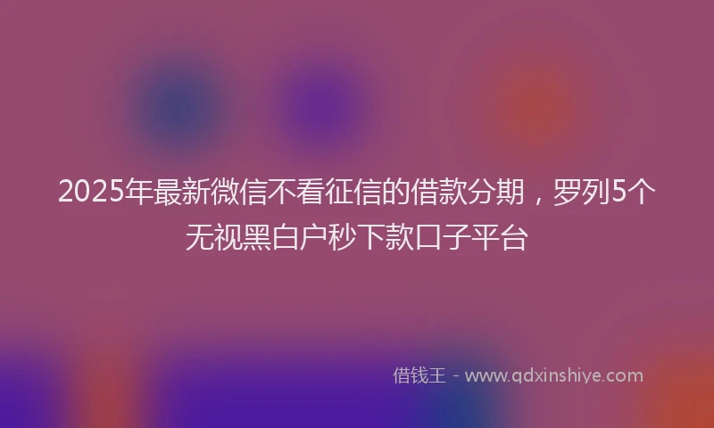 2025年最新微信不看征信的借款分期，罗列5个无视黑白户秒下款口子平台