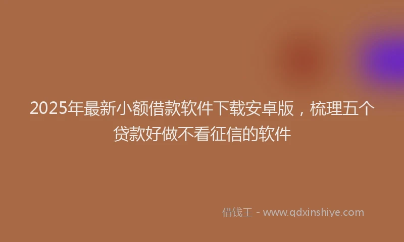 2025年最新小额借款软件下载安卓版，梳理五个贷款好做不看征信的软件