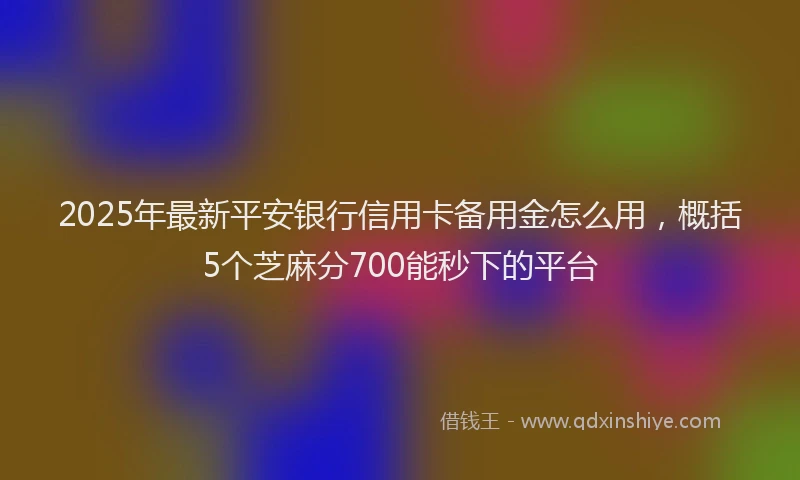 2025年最新平安银行信用卡备用金怎么用，概括5个芝麻分700能秒下的平台
