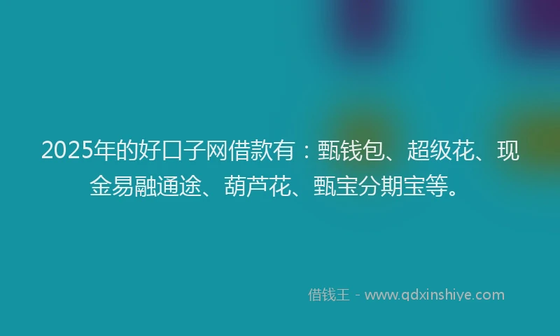 2025年的好口子网借款有：甄钱包、超级花、现金易融通途、葫芦花、甄宝分期宝等。