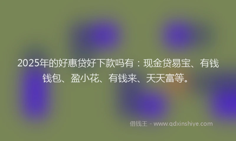 2025年的好惠贷好下款吗有：现金贷易宝、有钱钱包、盈小花、有钱来、天天富等。