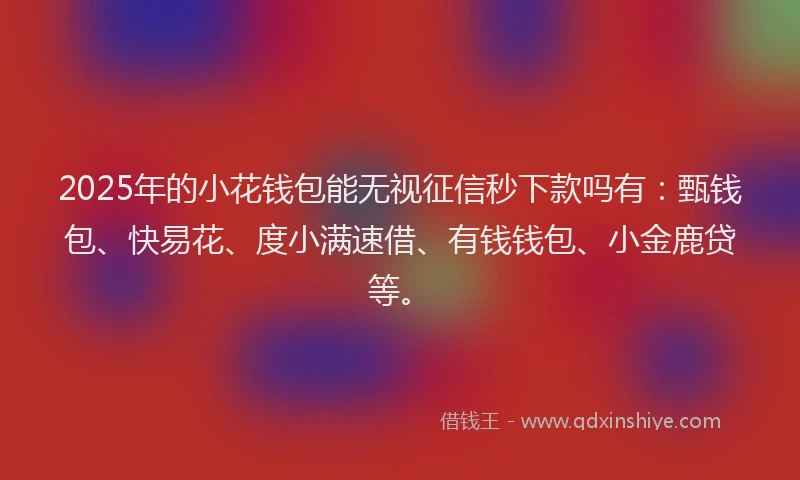 2025年的小花钱包能无视征信秒下款吗有：甄钱包、快易花、度小满速借、有钱钱包、小金鹿贷等。