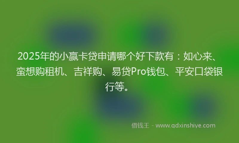 2025年的小赢卡贷申请哪个好下款有：如心来、蛮想购租机、吉祥购、易贷Pro钱包、平安口袋银行等。