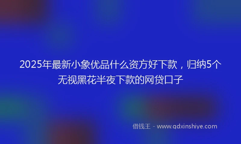 2025年最新小象优品什么资方好下款，归纳5个无视黑花半夜下款的网贷口子