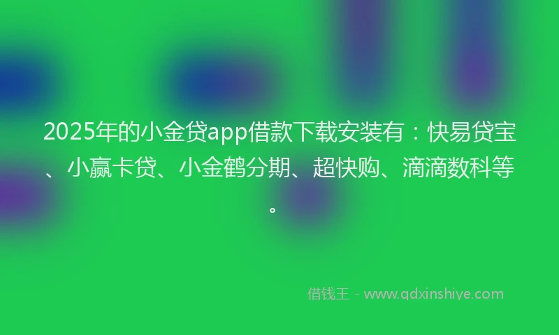 2025年的小金贷app借款下载安装有：快易贷宝、小赢卡贷、小金鹤分期、超快购、滴滴数科等。
