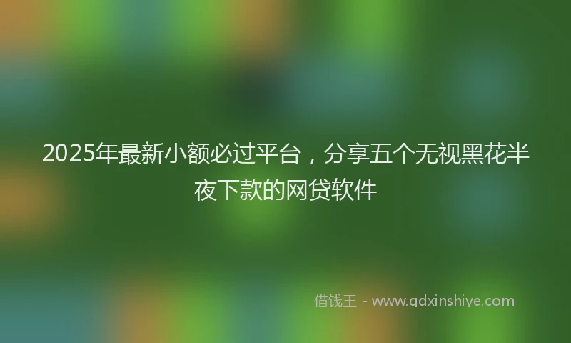 2025年最新小额必过平台，分享五个无视黑花半夜下款的网贷软件