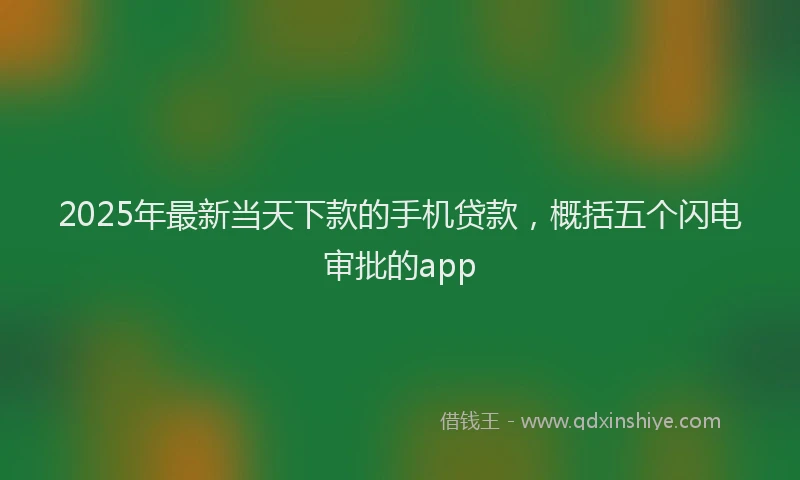 2025年最新当天下款的手机贷款，概括五个闪电审批的app