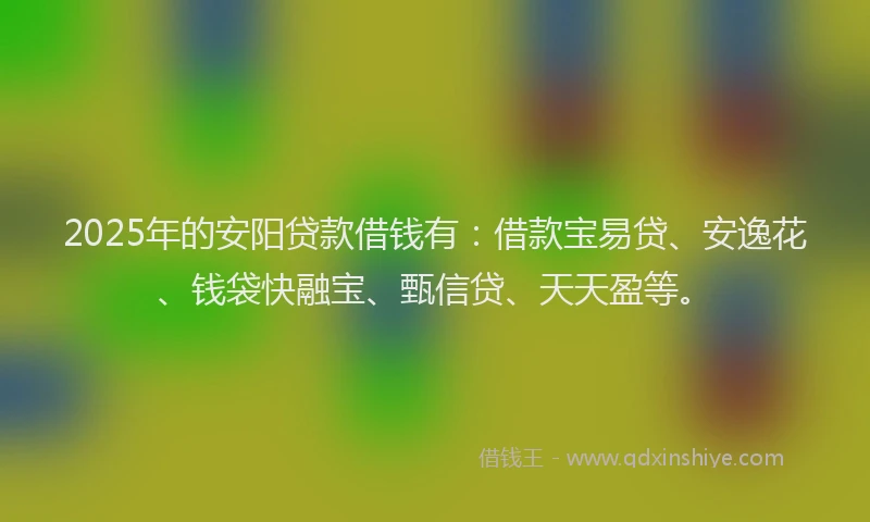 2025年的安阳贷款借钱有：借款宝易贷、安逸花、钱袋快融宝、甄信贷、天天盈等。