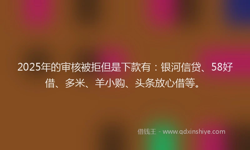 2025年的审核被拒但是下款有：银河信贷、58好借、多米、羊小购、头条放心借等。