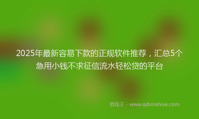 2025年最新容易下款的正规软件推荐，汇总5个急用小钱不求征信流水轻松贷的平台