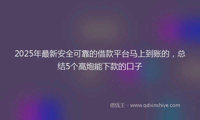 2025年最新安全可靠的借款平台马上到账的，总结5个高炮能下款的口子
