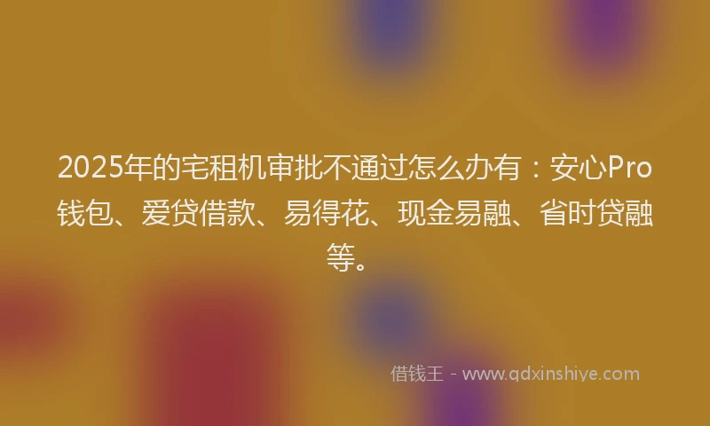 2025年的宅租机审批不通过怎么办有：安心Pro钱包、爱贷借款、易得花、现金易融、省时贷融等。