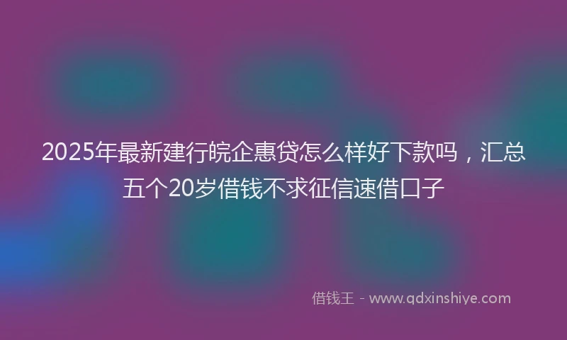 2025年最新建行皖企惠贷怎么样好下款吗，汇总五个20岁借钱不求征信速借口子